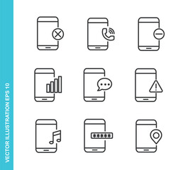 Set of Smartphone Icons. Thin Line Symbol Elements Collection