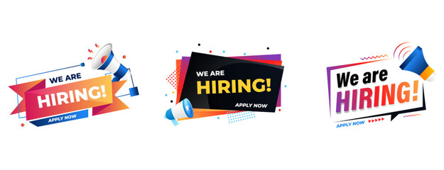 We Are Hiring Banner For Recruitment Business Employee, We Are Hiring, Recruitment, Information. vector