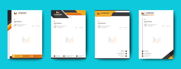 Modern and Professional Letterhead template design set. A4 size company letterhead . vector © ahmad