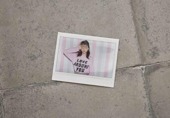 Mockup Of Customizable Instant Camera Photo