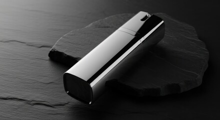 Sleek serum bottle resting on textured stone, showcasing minimalistic design