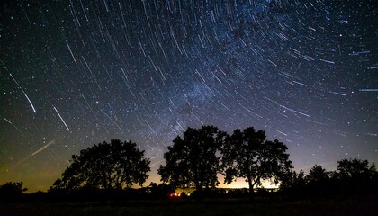 Starry night sky with shooting stars