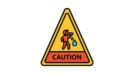 Wet Floor Caution Sign Illustrates Danger, Warns About Slippery Surfaces