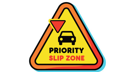 Warning Sign Indicating Priority Slip Zone: Road Safety and Traffic Awareness Concept