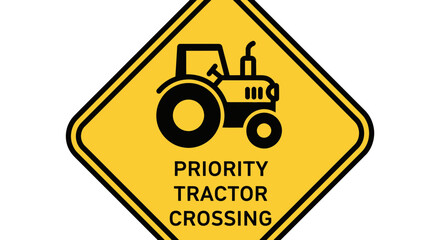 Warning Sign Indicating Priority Tractor Crossing With Classic Signage Style Presence