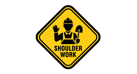 Obraz premium Warning Sign Indicating Shoulder Work Ahead in Construction Zone Illustrated Concept