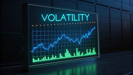 A digital stock market volatility chart displaying financial data