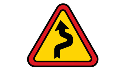 Warning Sign Indicating Winding Road Ahead For Drivers: Essential Traffic Safety