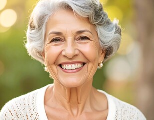 Smiling senior woman outdoors