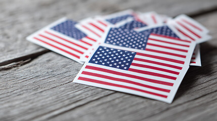 American Flag Stickers: A collection of patriotic symbols representing the United States of America, embodying freedom, independence, and national pride.