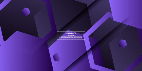 Purple futuristic abstract background with overlapping geometric patterns on dark tones. Illustration of a modern overlapping hexagon background. Vector Eps10