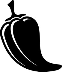 Solid black silhouette of a chili pepper with a curved stem.