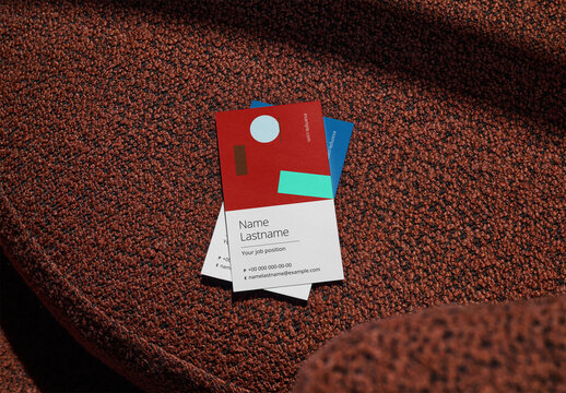 Mockup Of Two Customizable Vertical Eu Business Cards