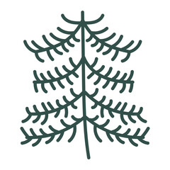 Christmas tree doodle. Hand drawn sketch. Vector illustration, flat design