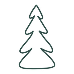 Christmas tree doodle. Hand drawn sketch. Vector illustration, flat design