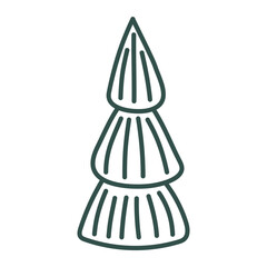 Christmas tree doodle. Hand drawn sketch. Vector illustration, flat design
