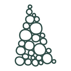Christmas tree doodle. Hand drawn sketch. Vector illustration, flat design