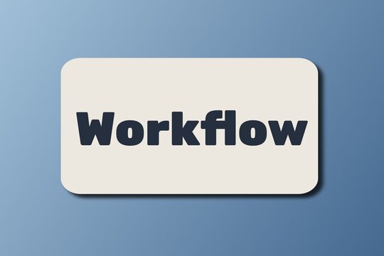 Workflow Process Concept on Minimal Minimalist Card with Modern Blue Background - Powered by Adobe