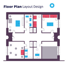 Fototapeta premium Modern Residential Floor Plan Layout Design Illustration for Interior Architectural Planning