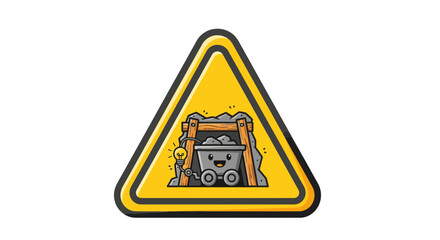 Cartoon Mine Sign Featuring Lightbulb and Mining Cart Illustrating Creative Ideas