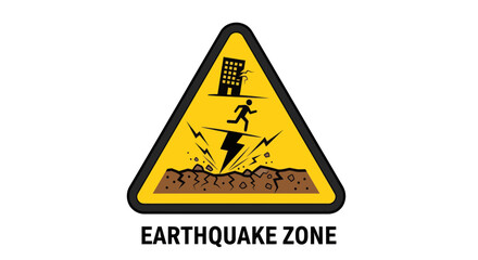 Obraz premium Warning Sign Indicating Earthquake Hazard, Illustrative Alert, Disaster Prevention Concept