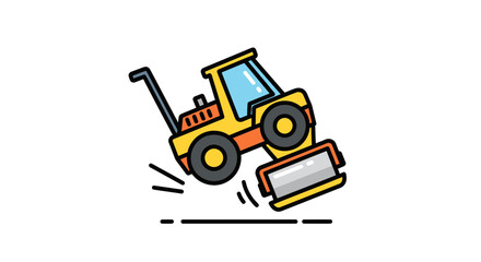 Naklejka premium Cartoon Render Of A Road Roller Jumping Is Colorful And Dynamic On White Background