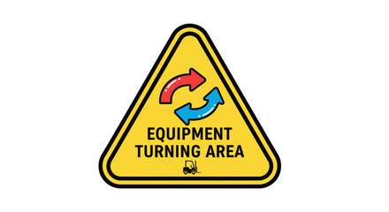 Obraz premium Warning Sign Indicating Equipment Turning Zone Within Restricted Yellow Triangle Space