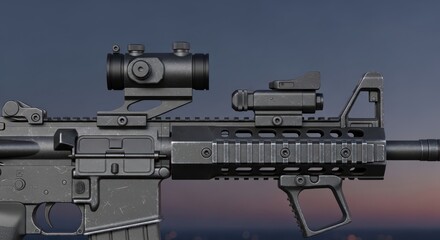 Tactical Assault Rifle Detailed View with Advanced Optics and Foregrip