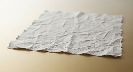 Textured paper sheet with crumpled effect laying on a glossy surface