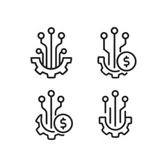 Fototapeta premium Fintech Gear Circuit Icon – Technology and Finance Integration Vector