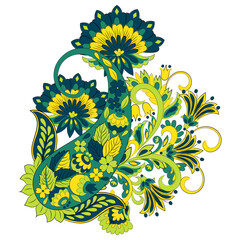 Paisley isolated. Card with paisley isolated for design. Floral vector pattern. Embroidery floral vector pattern.