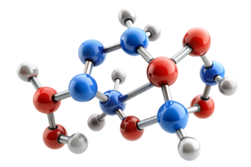 rendered illustration of a molecule isolated on white background, PNG. AI Generated