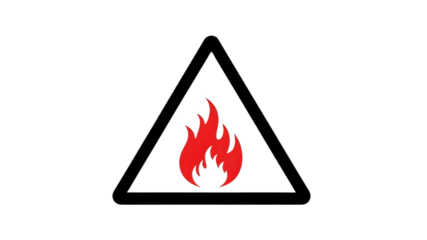  Flame Warning Icon, Fire Hazard and Safety Symbol