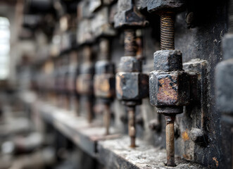 Abandoned Urban exploration Vibe theme. Industrial machinery with rusty components and intricate details.