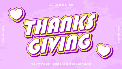 Thanksgiving 3D Text Effect with Heart Elements and Textured Background