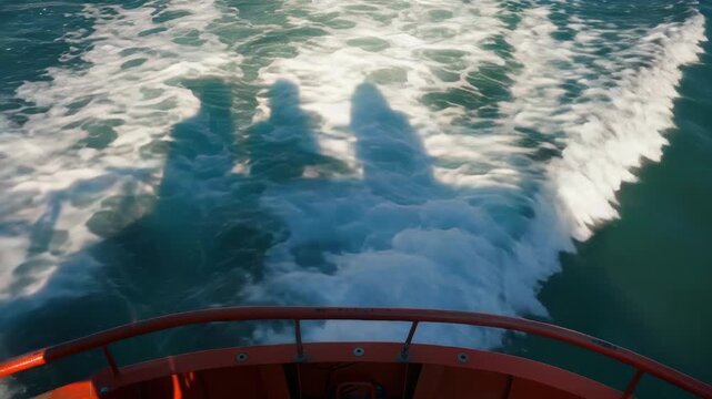 Video A serene ocean scene from a boat, suitable for use in travel or lifestyle ry