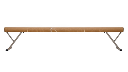 Gymnastics balance beam with tan surface and metal legs sports equipment athletic