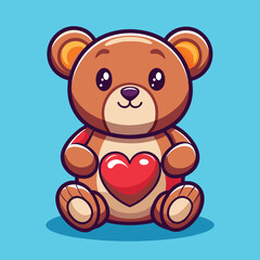 Obraz premium Adorable teddy bear holding heart cute colorful vector artwork