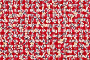 Floral Gingham Fabric Pattern