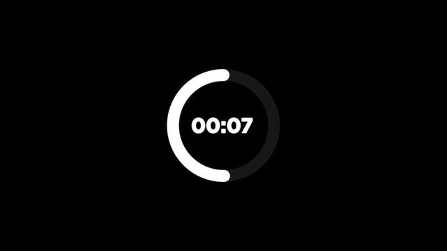 15 to 0 scond circle film coundown timer on White background animated.