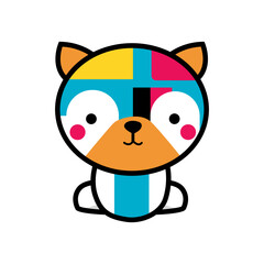 Colorful Flat Dog Vector Artwork Featuring Adorable Pet in Minimalist Style