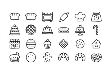 Baked Goods and Sweet Treat Icons for Food Delivery Tools, Recipe Apps and Culinary UI Kits