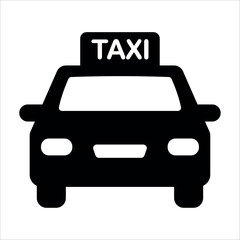 An illustration of a black taxi service icon on a white background