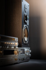 Fototapeta premium Brushed metal vintage electronic amplifier