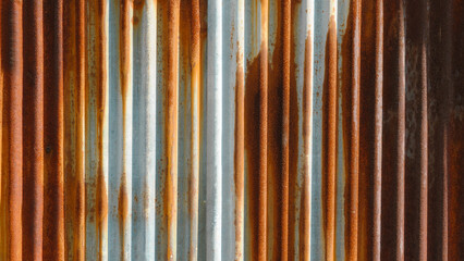 Vertical Rusted Corrugated Metal Sheet Texture for Grunge Industrial Background and Vintage Wallpaper
