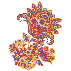 Obraz premium Isolated Paisley pattern in indian batik style. Floral vector illustration