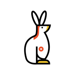 Flat Rabbit Character Artwork &ndash; Minimalist Bunny Illustration for Trendy Graphics