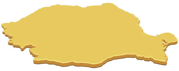 Map of Romania in a minimalist yellow color. Concept for geography, politics, economy, or investment. (cut out)
