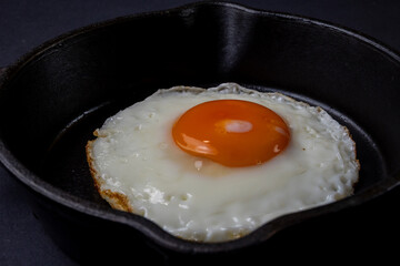 Fried Egg in Pan Closeup