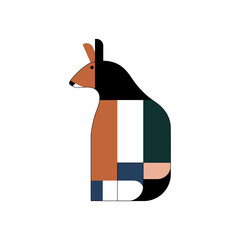 Modern Flat Style Kangaroo Illustration with Clean Lines and Soft Colors for Creative Use